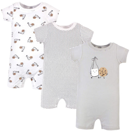 Hudson Baby Unisex Baby Cotton Rompers, Milk Cooki