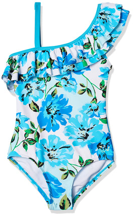 Kanu Surf Girls' Morgan Floral Ruffle 1-Shoulder 1