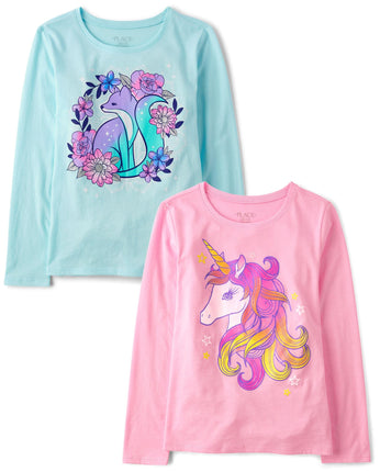 The Children's Place Girls Unicorn Long Sleeve Gra