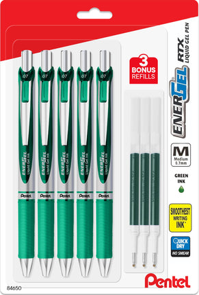 Pentel Energel 0.7 mm Liquid Gel Ink Pens - Pack o