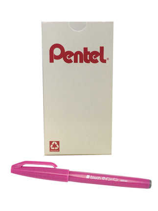 Pentel Arts Sign Pen Touch, Fude Brush Tip, Pink I