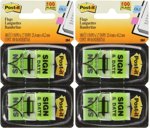 Post-it 680SD2 Sign and Date Message Flag, 1"x1-3/