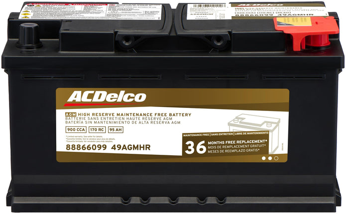 ACDelco Gold 49AGMHR 36 Month Warranty High Reserv