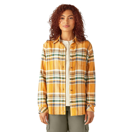 Dickies Womens L/S Plaid Shirt, Inca Gold, Small