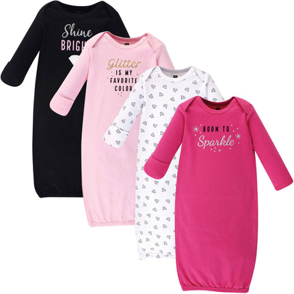 Hudson Baby Baby-Girls Cotton Gowns, Sparkle, Pree