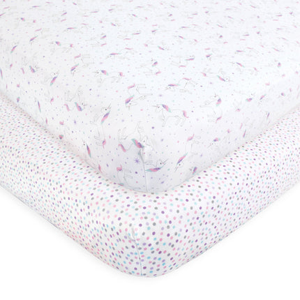Hudson Baby Cotton Fitted Crib Sheets, 2 Pack, Uni