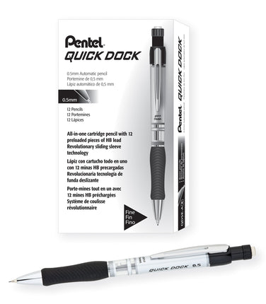 Pentel Quick-Dock Mechanical Pencil, 0.5mm, Black