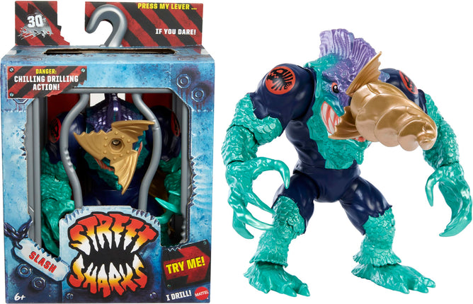 Mattel Street Sharks Slash Action Figure Toy, 90s