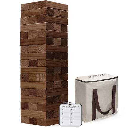 GoSports Large Dark Stain Toppling Tower with Bonu