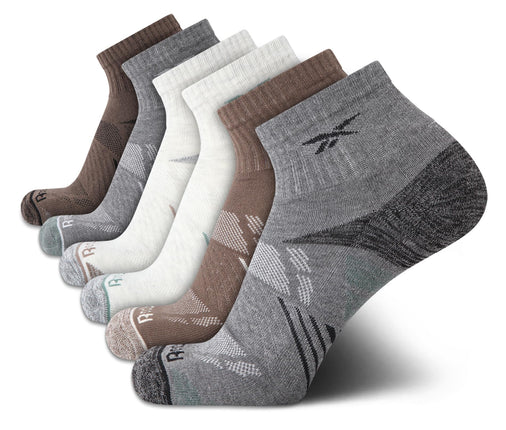 Reebok Mens Quarter Socks - 6 Pack Moisture Wickin