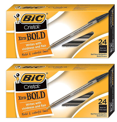 BIC Cristal Xtra Bold Ball Point (1.6mm), Black, 4