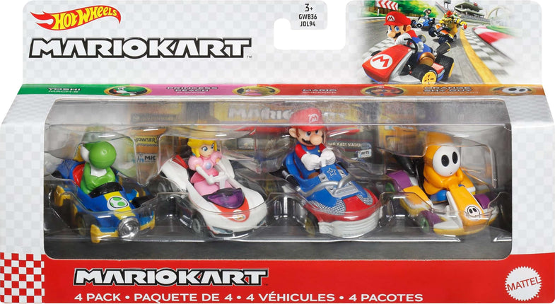 Hot Wheels Mario Kart Vehicle 4-Pack, Set of 4 Fan