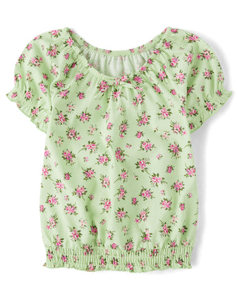 The Children's Place Girls' Smocked Short Sleeve T