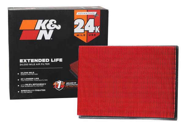 K&N Engine Air Filter: Extended Life 24,000 Mile R