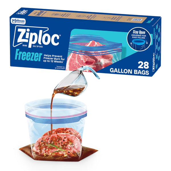 Ziploc Freezer Bag, Gallon Size-28 ct