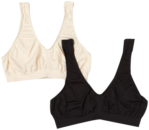 Bali Women's 2-Pack Microfiber Crop Top Bra,N5W,X-
