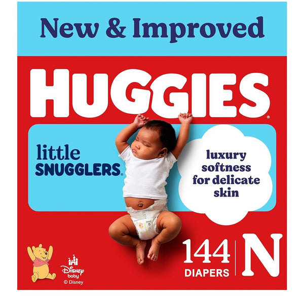 Huggies Size Newborn Diapers, Little Snugglers Baby Diapers, Size Newborn (up to 10 lbs), 144 Count, Packaging May Vary
