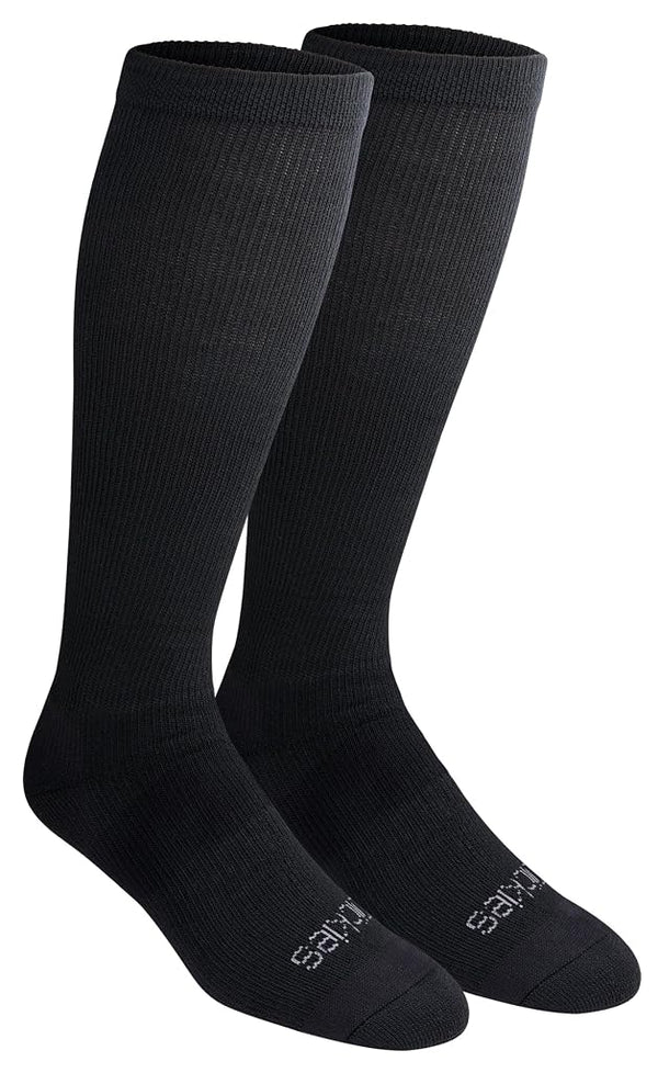 Dickies Men's Light Comfort Compression Over-The-Calf Socks, Available in M-XXL (2, 4 Pairs), Solid Black (2 Pairs), XL