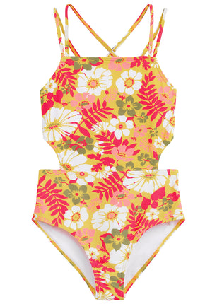 Kanu Surf Girls' Beach Sport Cut-Out One Piece Swi