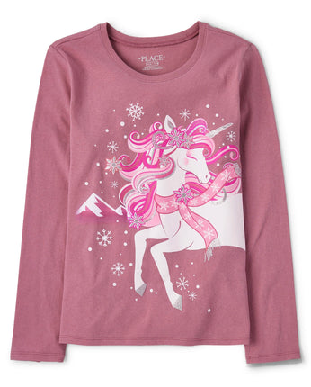 The Children's Place Girls' Unicorn Long Sleeve Gr