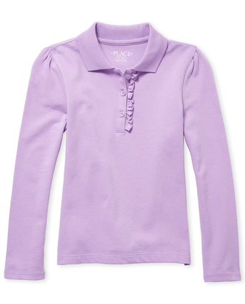 The Children's Place Girls' Long Sleeve Ruffle Piq