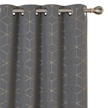 Deconovo Light Grey Blackout Curtains with Gold Di