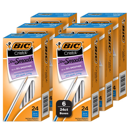 BIC Cristal Xtra Smooth Blue Ballpoint Pens, Mediu