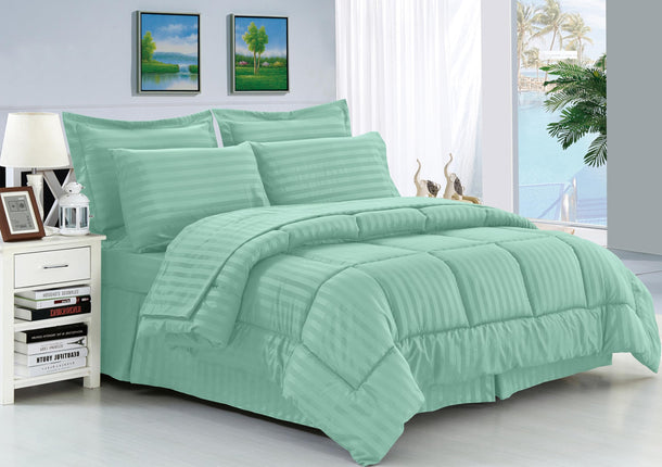 Elegant Comfort Silky Soft 8-Piece Dobby Stripe Be