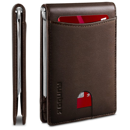 Slim Wallet for Men Genuine Leather RFID Blocking