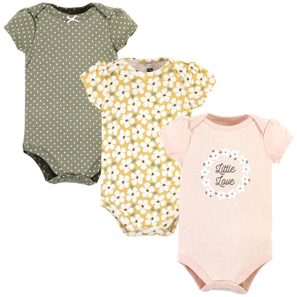 Hudson Baby Unisex Baby Cotton Bodysuits, Sage Flo