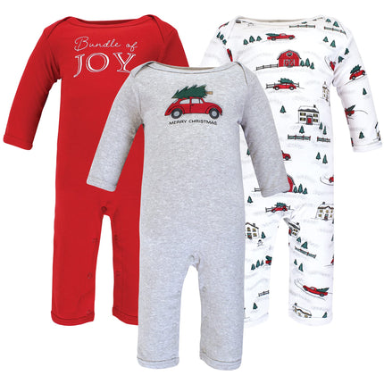 Hudson Baby baby-girls Cotton Coveralls, Christmas