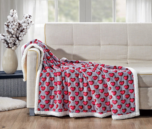 Elegant Comfort Reversible, Printed Sherpa Throw B
