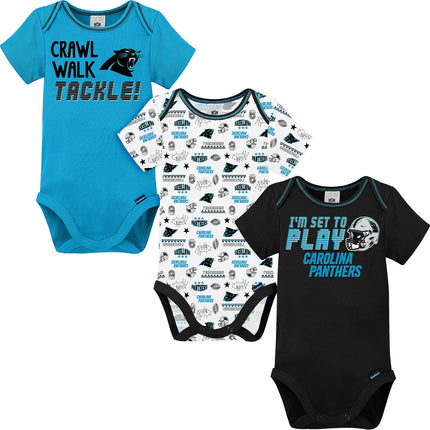 NFL Carolina Panthers 3 Pack Short Sleeve Bodysuit