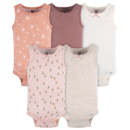Gerber Baby Girls Multi-Pack Sleeveless Onesies Bo