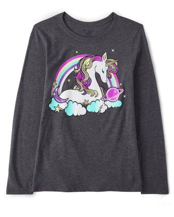 The Children's Place Girls' Unicorn Long Sleeve Gr