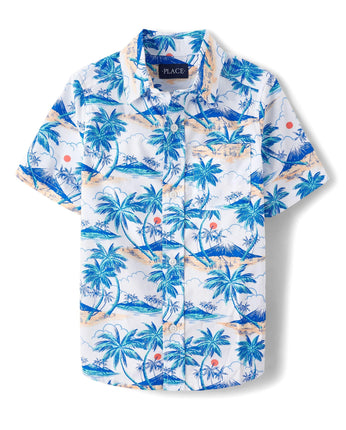 The Children's Place Boys' Short Sleeve Poplin But