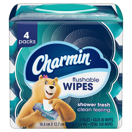 Charmin Flushable Wipes, 4 packs, 40 Wipes Per Pac