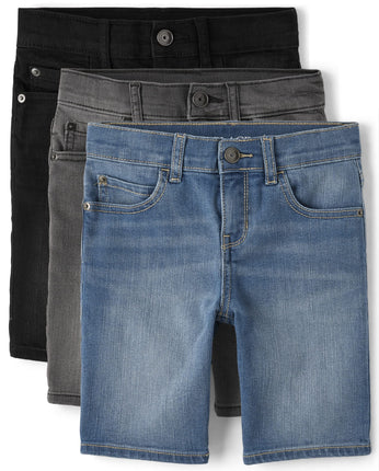 The Children's Place Boys' Denim Shorts, Black/Gre