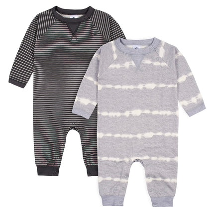Gerber Baby Boys' 2-Pack Long Leg Romper, Heather