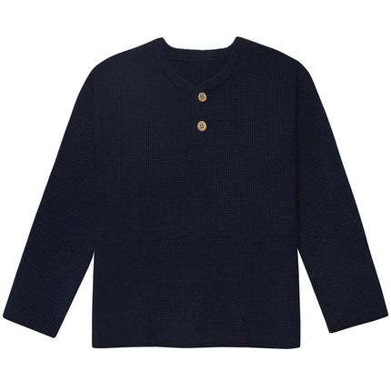 Gerber Baby and Toddler Boys Henley Sweater, Blue,
