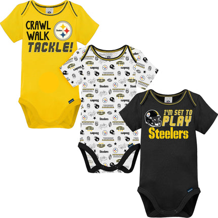 NFL Gerber Unisex Baby Standard 3 Pack Short Sleev
