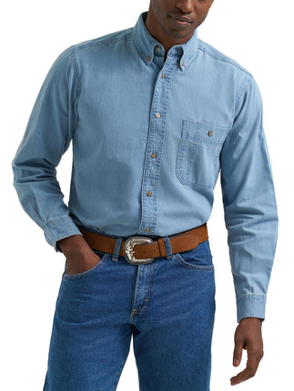 Wrangler Men's Denim Shirt, Denim, XL Tall