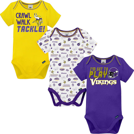 NFL Gerber Unisex Baby Standard 3 Pack Short Sleev