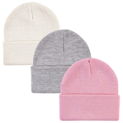 Hudson Baby Unisex Baby Knit Cuffed Beanie 3pk, Or