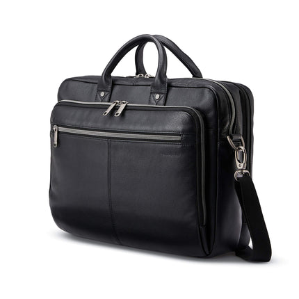 Samsonite Classic Leather Toploader Briefcase, Bla