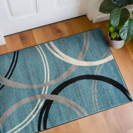 Rugshop Modern Wavy Circles Design Accent Rug, Fad