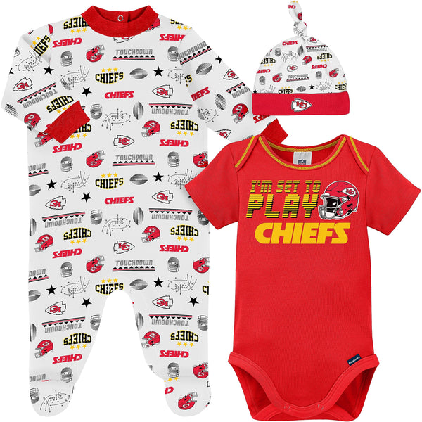 NFL 3 Piece Bodysuit, Sleep n Play and Cap Set, Bo