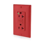 Leviton GFNT2-HGR Receptáculo Dúplex GFCI de Prueba Automática, Grado Hospitalario Extra Reforzado, No Resistente a Manipulaciones, 20A-125V, Rojo, 20 Amperios