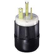 Leviton Plug, 20 Amp, 125 Volt, Straight Blade, Industrial Grade, Grounding, 5366-C, Black