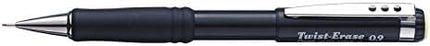 Portaminas Pentel de 0.9 mm Twist Erase III, borrador giratorio, minas HB de Super Hi-Polymer precargadas, cuerpo negro, paquete de 3